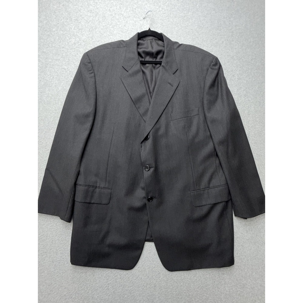 Hickey Freeman Suit Jacket Loro Piana Mens 48R Gray Pinstripe Wool Tasmanian